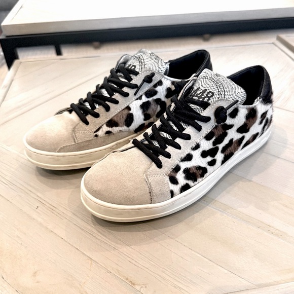 P448 Animal Print Brown, Black, and Cream Sneakers Size 9.5 - Picture 1 of 12